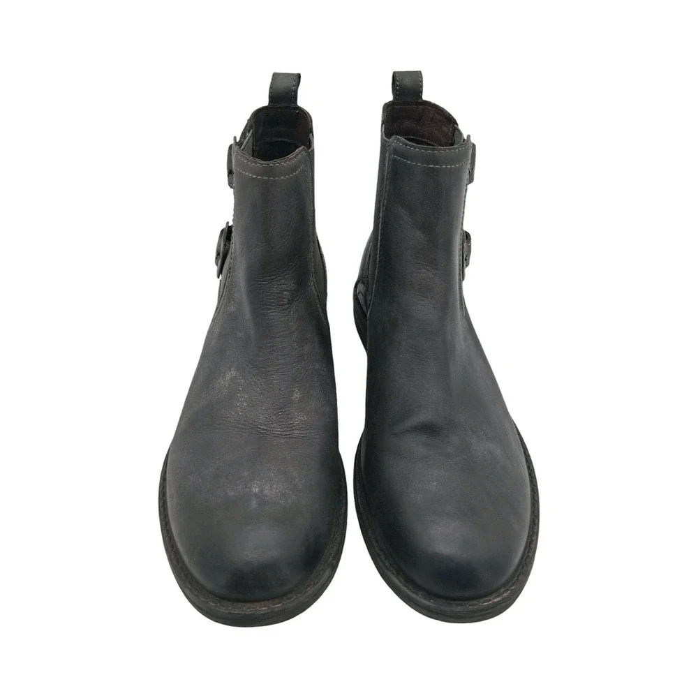 Roan By Bed Stu Cynan Boots Mens 12 Gray Leather Chelsea Buckle Ankle Boots